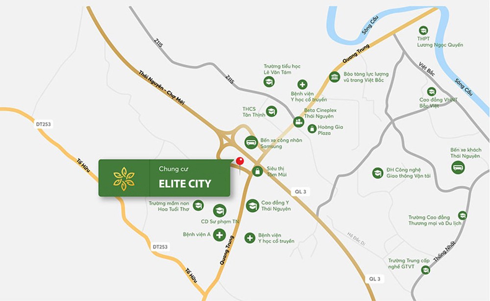 Vị trí dự án Tecco Elite City Thái Nguyên